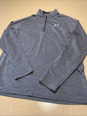 Under Armour Black and Gray Striped Athletic Top